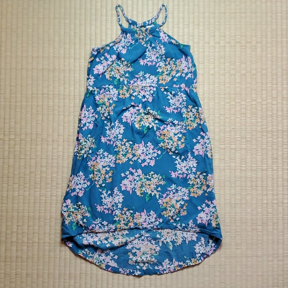 Old Navy Blue Floral Halter Midi Hi-Low Dress, XS